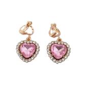 Crystal Pink Heart Drop Clip On Earrings image
