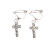 Crystal Square Cross Clip On Earrings image