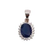 Cubic Zirconia Surround Elegant Blue Stone Oval Pendant image