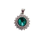 Cubic Zirconia Edged Green Centre Glass Stone Pendant image