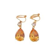 Dark Yellow Drop Clip On Earrings image