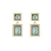 Double Jade Green Stone Clip On Earrings image