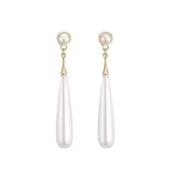 Double Pearl Bullet Drop Clip On Earrings image