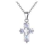 Embellished White Cubic Zirconia Cross Necklace image