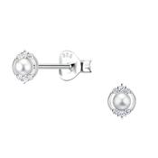Fancy Pearl Stud Sterling Silver Earrings