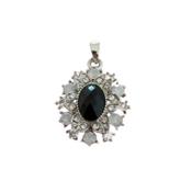 Fancy Black Centre Stone Necklace With CZ Detail Edging image