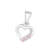 Girls Sterling Silver CZ Heart Pendant