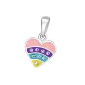 Girls Sterling Silver Coloured Heart Pendant