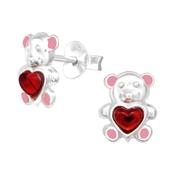 Girls Sterling Silver Teddy Bear Earrings