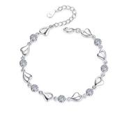 Girls Heart And Diamante Silver Bracelet