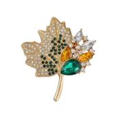 Gold And Crystal Maple Leaf Brooch image