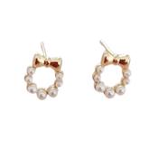 Gold Tone Kids Stud Pearl Earrings image