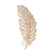 Gold Pearl Feather Ladies Brooch image