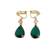 Green And Gold Water Drop Clip On Earrings image