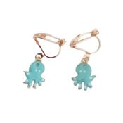 Green Enamel Octopus Clip On Earrings