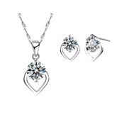 Heart Design Cubic Zirconia Matching Earrings And Necklace Set image