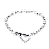 Hollow Silver Bead T-Bar Bracelet