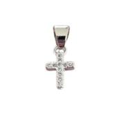 Kids Very Small Silver Crystal Cross Necklace image
