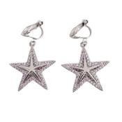 Large Silver Star Clip On Earrings image
