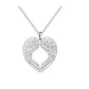 Large Open Angel Wings Silver Pendant image