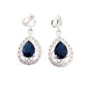 Large Stone Navy Blue Clip On Earrings image