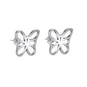 Large Stud Open Cut Silver Filled Butterfly Earrings image