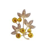 Lemon Yellow Crystal Flower Brooch image