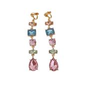 Long Multi Colour Clip On Earrings