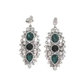 Luxury Green Diamante Sparkle Clip On Earrings image