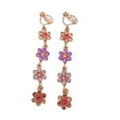 Muti Colour Long Flowers Clip On Earrings image