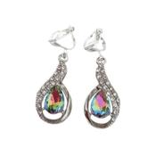 Mystic Topaz Diamante Drop Clip On Earrings image