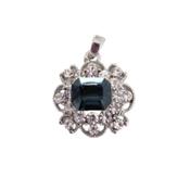 Navy Blue Centre Stone Pendant In a Filigree Vintage Style Setting