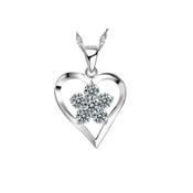 Open Silver Heart Pendant With a Cubic Zirconia Flower Centre Stone image