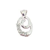Open Cut Cubic Zirconia Inlaid Sterling Silver Oval Pendant image