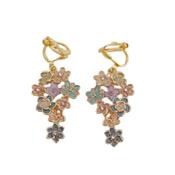 Pastel Colour Flowers Clip On Earrings image