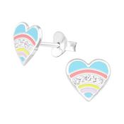 Pastel Colour Heart Sterling Silver Earrings