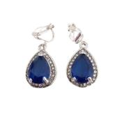 Pear Drop Blue CZ Clip On Earrings image