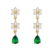 Pearl Flower Green Stone Clip On Earrings image