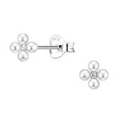 Pearl Flower Sterling Silver Stud Earrings
