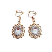 Pearl And Gold Rectangle Clip On Earrings image