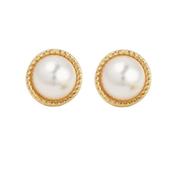 Pearl Centre Gold Stud Clip On Earrings image