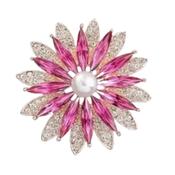 Pink Cubic Zirconia Flower Brooch