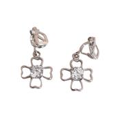 Pretty Diamante Flower Clip On Earrings