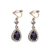 Purple Cushion Surround Drop Clip On Earrings image