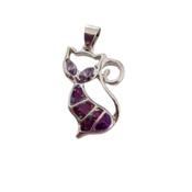 Purple Glitter Silver Cat Pendant image