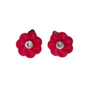 Red Flower Clip On Earrings image