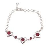 Red Cubic Zirconia Bracelet With Hearts image