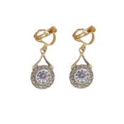 Round Drop Bling Gold Clip On Earrings image
