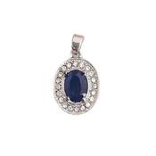 Sapphire Blue Centre Stone With Cubic Zirconia Edges Pendant image