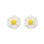 Silver Plated Kids White Daisy Earrings image